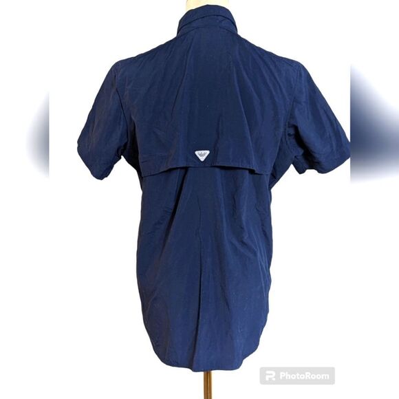Columbia PFG Navy Blue Short Sleeve Button Down Shirt - Picture 3 of 9
